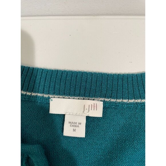 J. Jill Womens Teal Cardigan Sweater M Polyester Wool Blend With Pockets - Picture 11 of 16